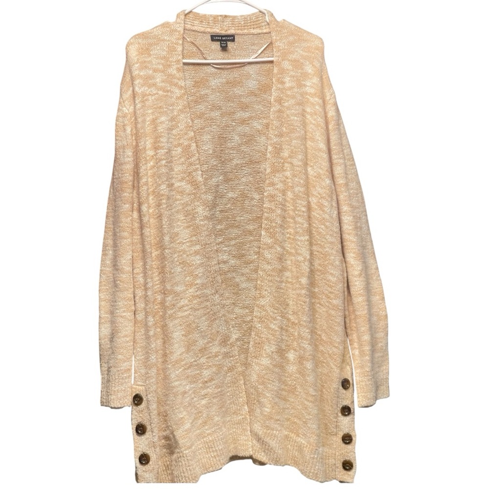 Lane Bryant Women Open Front Cardigan Beige Button Detail Long Sleeve Size 18/20
